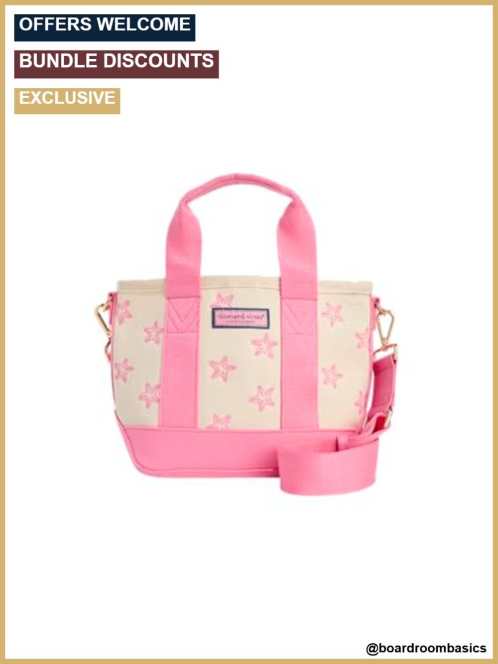 Embroidered Starfish Canvas Tote Bag Removable Crossbody